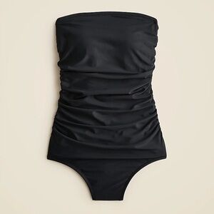 J. CREW gemma ruched bandeau one piece swimsuit strapless  black jcrew padded